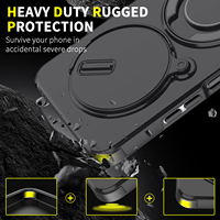 Étui de protection anti-empreintes digitales, anti-chute, en TPU+PC avec support magnétique rotatif à 360° pour téléphone Redmi Note 14pro 14 Pro Plus 5g