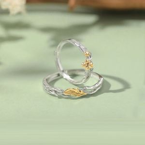 925 Silver Plated Romantic Couple <b>Ring</b> Men Women Couple Open <b>Adjustable</b> <b>Ring</b> Romantic Trendy Valentine's Day Love Promise Gifts - Product Image 1