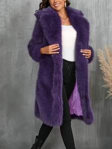 Cappotto <span class=keywords><strong>Trench</strong></span> da Donna in Ecopelliccia Intrecciata con Collo Rovesciato e Bottoni Coperti, Design Formale Invernale, Colore Personalizzabile - Product Image 6