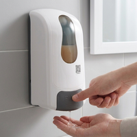 Distributeur de savon liquide mural de 1000 ml, rechargeable, en ABS, manuel, pour restaurants, salles de bain, douches