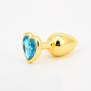 Golden heart-shaped backyard metal anal plug backyard appliance male and female anal <b>masturbation</b> alternative toy factory wholes - Product Image 2