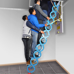 Échelle <span class=keywords><strong>de</strong></span> <span class=keywords><strong>grenier</strong></span> escamotable pour la maison avec marches en bois massif en alliage titane-magnésium, capacité <span class=keywords><strong>de</strong></span> charge <span class=keywords><strong>de</strong></span> 300 kg - Product Image 4