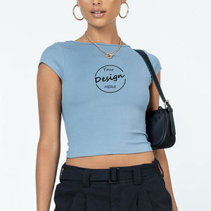 Custom T-Shirt Sexy Backless T-Shirt Meisje Katoen Hoge Kwaliteit Cropped Skinny Tops Fabriek Borduurwerk Blanco Vrouwen T-Shirts Sex - Product Image 5