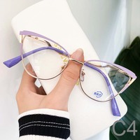 Venta al por mayor ojo de gato marcos de Gafas de metal óptico anti luz azul marcos de gafas de ordenador