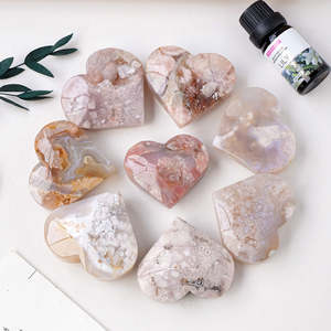 Vente en gros de pierres de cristal énergétiques de guérison, Agate Fleur de Cerisier, Cœur perforé, Artisanat en cristal poli - Product Image 5