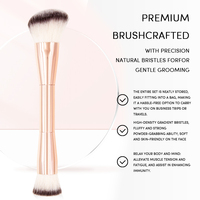 Pinceau à maquillage multifonctionnel double face avec logo personnalisé, manche en aluminium, fibres synthétiques douces, pinceau pour blush, poudre et fond de teint