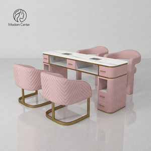 Madamcenter Ensemble complet de mobilier moderne pour salon de manucure et spa avec aspirateur de poussière, lampe à ongles et deux chaises - Product Image 1