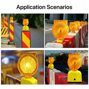 Feux de signalisation clignotants <span class=keywords><strong>LED</strong></span> jaunes solaires en ABS, installation portable, utilisation 24h/24 pour le contrôle du trafic et la construction routière - Product Image 6