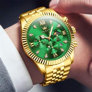 Reloj de Vestir de Lujo para Hombre OLEVS, Reloj de Cuarzo con Fase Lunar, Acero Inoxidable, Resistente al Agua, Luminoso, Calendario Empresarial, Cronógrafo - Product Image 1