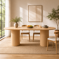 Table à manger sur mesure en gros pour 6 personnes, design pour villa, mobilier de salon, bois de noyer massif