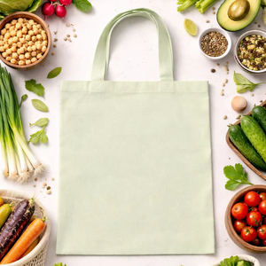 Bolsa de Compras Promocional de Algodón Natural al por Mayor, con Logotipo Personalizado y Asas Largas - Product Image 1