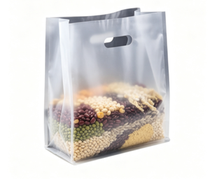 Sac en plastique transparent PP à fond carré, découpé sur mesure, avec poignée longue, recyclable, pour emballage de pain, gâteaux et produits de boulangerie, avec logo personnalisé, finition givrée - Product Image 3