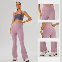 Pantalones de yoga para mujer con cintura cruzada, leggings acampanados de 9/10 de largo, pantalones de fitness de cintura alta con soporte.