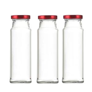 Venta al por mayor botella delgada redonda 200ml 350 ml 500ml botellas de vidrio de jugo de café de cerveza fría transparente para bebidas alcohólicas licor té - Product Image 4