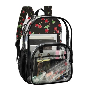 PVC Transparent <b>Large</b> Capacity <b>Backpack</b> Fashion Customs Cherry Design Durable Lightweight Travel Outdoor Clear <b>Backpack</b> - Product Image 2