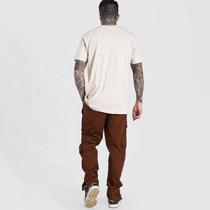 Streetwear Loose Fits Cotton Twill Stacked Pants Men <strong>Popper</strong> Side Cargo Trousers Stack Sweat Pants - Product Image 5
