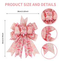 Personnalisé grand Rose fleur arcs printemps décor Buffalo Plaid toile de jute filaire ruban arcs pour guirlande intérieur extérieur fenêtre décorations