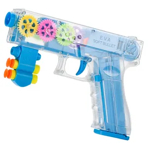 Pistolas eléctricas transparentes para disparar al aire libre, con luz de sonido, balas suaves para niños, juguete de pistola de ocho sonidos