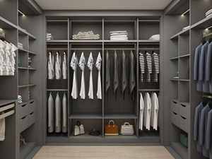 Dressing moderne de luxe sur mesure avec éclairage LED, portes en verre et rangement modulaire en bois mélaminé, design épuré - Product Image 5