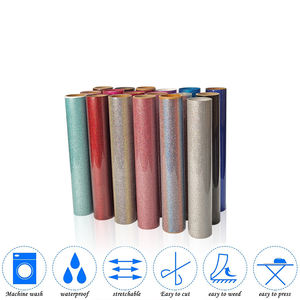 50cm X 25M Rolo Gold Glitter Flex Vinyl Low Temperature <span class=keywords><strong>Heat</strong></span> <span class=keywords><strong>Transfer</strong></span> <span class=keywords><strong>Foil</strong></span> para Vestuário Têxtil Feito de PET PU Metal - Product Image 4