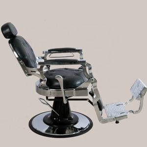 Chaise de barbier vintage de luxe en métal et PVC Équipement de <span class=keywords><strong>salon</strong></span> de coiffure ancien - Product Image 3