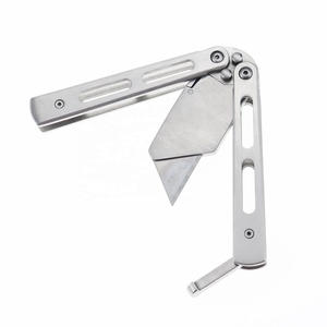 Couteau utilitaire <span class=keywords><strong>pliant</strong></span> en acier inoxydable couteau à tapis avec boîte de lame remplaçable SK5 coupe-Carton en papier - Product Image 4