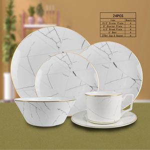 Vente en gros d'usine de bols, d'assiettes, de tasses et de services de table en porcelaine osseuse en <span class=keywords><strong>marbre</strong></span> blanc pour les restaurants, les hôtels et les fêtes. - Product Image 6