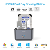 Station d'accueil pour disque dur externe GODO Dual Bay USB 3.0 Type C SATA 2.5 3.5 pouces avec indicateur LED, station d'accueil HDD SATA