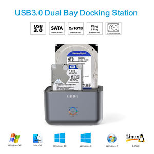 Base de Conexión para Disco Duro GODO de Doble Bahía, <span class=keywords><strong>USB</strong></span> 3.0 Tipo C, SATA 2.5/3.5 Pulgadas, con Indicador LED, Almacenamiento Externo - Product Image 3