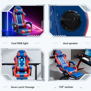 Silla 2024เล่นเกมหนังสีดำสีขาวสำหรับสำนักงานเก้าอี้เล่นเกมคอมพิวเตอร์เก้าอี้เล่นเกมหนัง RGB พร้อมที่นวด