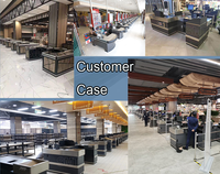 Comptoir de caisse moderne pour supermarché, comptoir de caisse en métal pour magasin de détail avec table auxiliaire