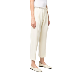 <span class=keywords><strong>Pantalon</strong></span> plissé en <span class=keywords><strong>pure</strong></span> <span class=keywords><strong>laine</strong></span> décontracté taille haute pour femmes avec ceinture décorée de strass <span class=keywords><strong>pantalon</strong></span> de créateur de luxe à la mode - Product Image 2