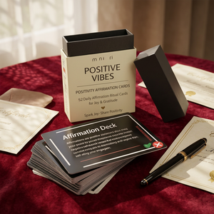 FUSSEN - Juego de Tarjetas de Afirmaciones Positivas Personalizadas, 52 Tarjetas, Papel de Núcleo Negro de 400 g/m², Laminación Mate, Caja Rígida Premium - Product Image 3