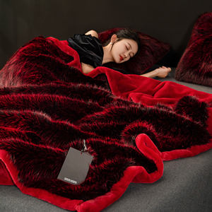 ผ้าห่มขนจิ้งจอกเทียมสองชั้นแบบหนาตกแต่งด้วยราสเชลแบบหนาพิเศษสำหรับโซฟาในฤดูหนาว - Product Image 2