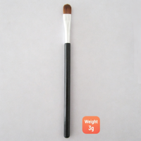 Kuas Eyeshadow Rambut Sintetis Bulu Coklat Ferrule Putih Gagang Plastik Hitam Panjang Kuas Makeup untuk Blending Eyeshadow dan Concealer