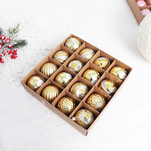 6cm <b>Plastic</b> Electroplated Pink Christmas Baubles 16Pcs Mixed Pack Hand Painted Snowflake Xmas <b>Tree</b> Hanging Ornaments - Product Image 5