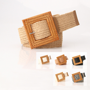 <span class=keywords><strong>Ceinture</strong></span> élastique <span class=keywords><strong>tressée</strong></span> en paille, <span class=keywords><strong>ceinture</strong></span> fine pour robe, <span class=keywords><strong>ceinture</strong></span> de serrage, boucle ronde en bois, sangle <span class=keywords><strong>tressée</strong></span>, ceintures pour femmes - Product Image 3