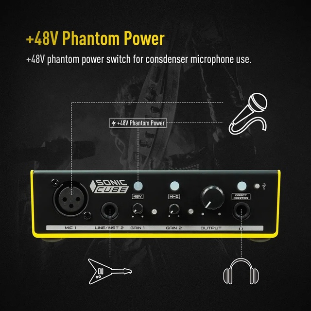 SONICAKE Sonic Cube Dual-Channel Professional Audio Interface High Quality Analog Preamplifier Studio Recording Microphone Made