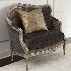 Phong Cách Cổ Điển Biệt Thự Ghế Sofa Đơn Chạm Khắc Phòng Khách Bằng Gỗ Ghế Cánh Tay - Product Image 5