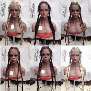 Klaar voor verzending: Fabrikant van synthetisch vlechtenhaar, hoge kwaliteit 13*4 kant-frontal synthetische haarvlechtpruiken voor Afrikanen - Product Image 5