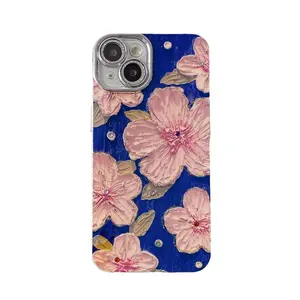 Korean Blue Ray Crystal Diamond Flower Protective Shockproof Mobile Phone Accessories Cover Case For iPhone 12 13 14 15 Pro Max