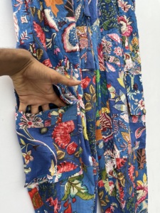 Pantalon cargo en coton pour femmes à la mode avec motif sarouel Patchwork taille élastique-Streetwear plat à plusieurs poches pour l'été - Product Image 4