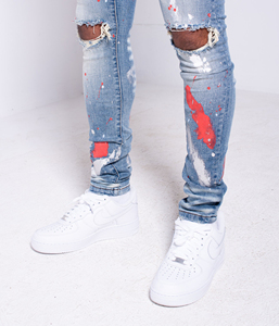 Edge Denim China Factory estate autunno uomo pantaloni elasticizzati in Denim rosso vernice elasticizzata pantaloni moda <span class=keywords><strong>Skinny</strong></span> <span class=keywords><strong>Fit</strong></span> - Product Image 6