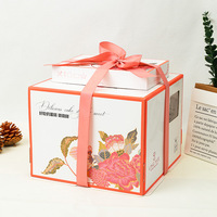 Boîte d'emballage florale pour gâteaux de fête pour la Fête des Mères, boîte cadeau de dessert haut de gamme avec logo imprimé, taille personnalisée pour anniversaire