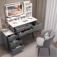 Nouvelle conception, miroir de bureau LED de 80 cm et 100 cm avec certificat CE, table de maquillage avec tiroir de rangement à six compartiments