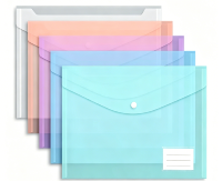 Pochette de rangement pour documents en plastique transparent A4, écologique, imperméable, avec fermeture à pression