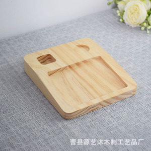 Plateau carré en bambou, bois massif, style simple, pour snacks, fruits, noix, fromage, pain - Product Image 4