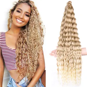 Extensão de cabelo sintético, venda quente de cabelos sintéticos, pré esticáveis, ondas profundas, onduladas