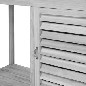 Banc <span class=keywords><strong>de</strong></span> rempotage en bois <span class=keywords><strong>de</strong></span> couleur grise avec crochets à tiroirs pour armoire <span class=keywords><strong>de</strong></span> rangement et étagère ouverte pour poste <span class=keywords><strong>de</strong></span> travail <span class=keywords><strong>de</strong></span> jardin - Product Image 4