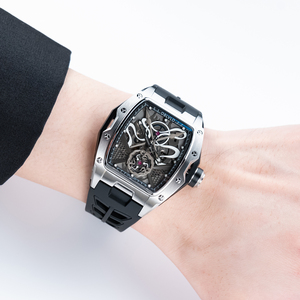 Reloj Deportivo de Lujo para Hombre <span class=keywords><strong>OBLVLO</strong></span>, Diseño Esqueleto, Movimiento Automático, Correa de Caucho, Resistente al Agua, Características Mecánicas - ZM - Product Image 3